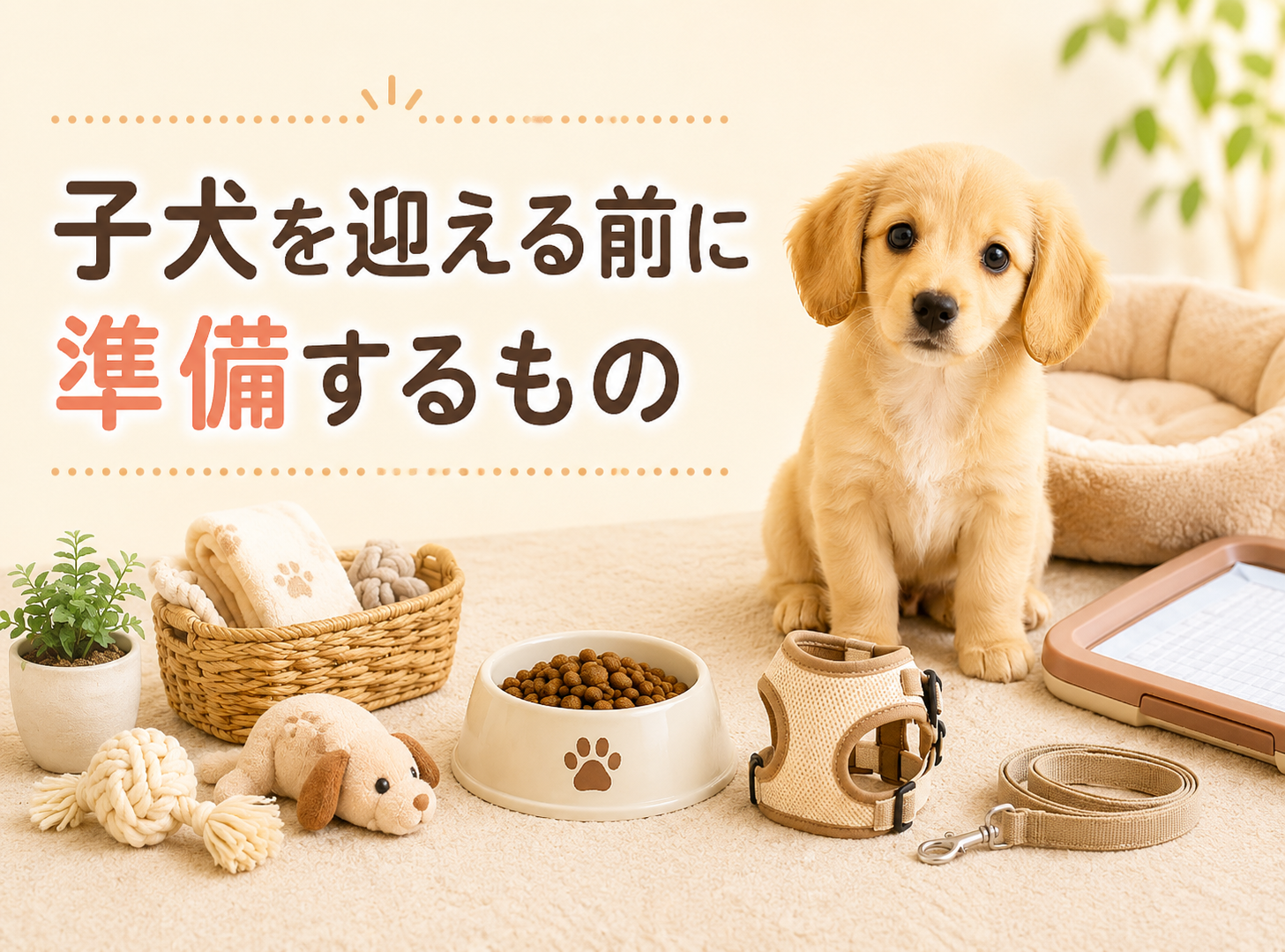 子犬を迎える前に準備するものリスト｜初めて犬を飼う前に必要なグッズ