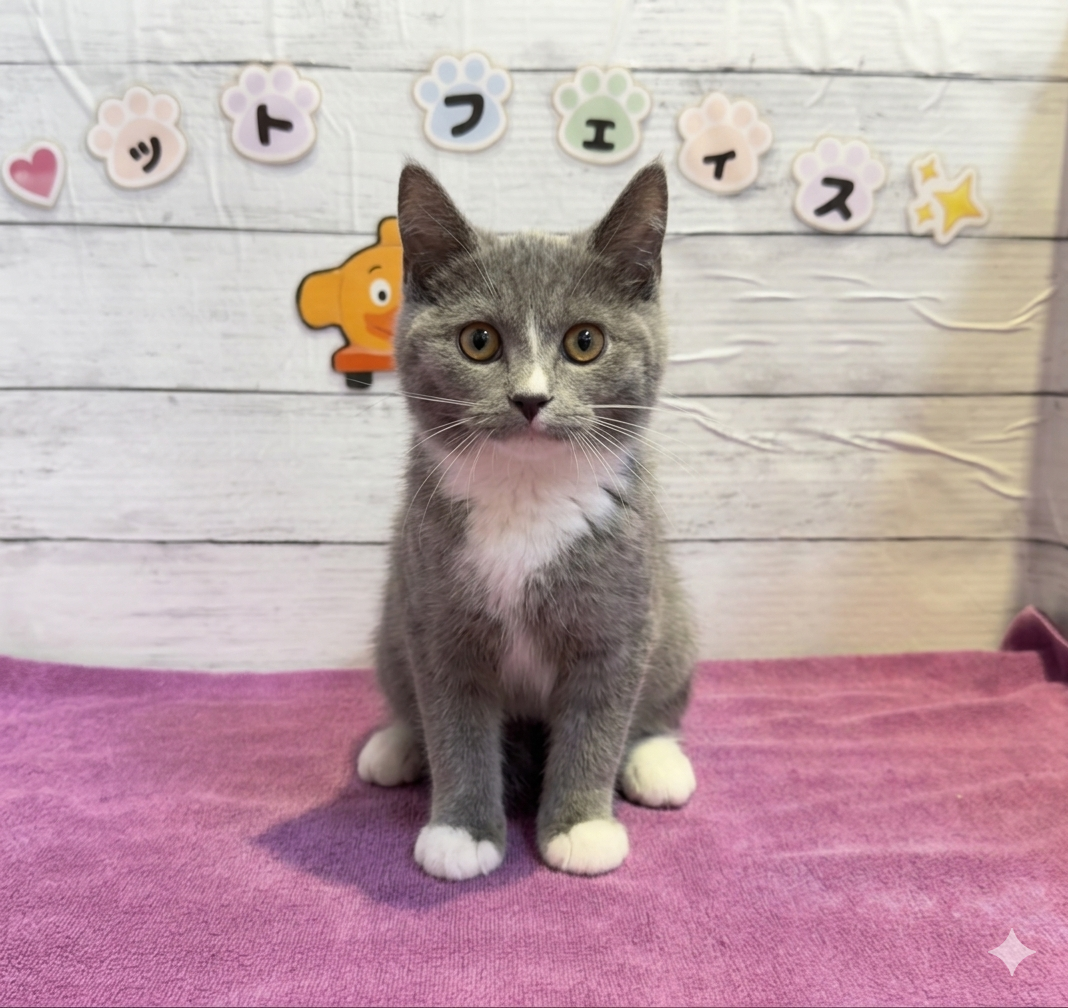 北海道のハーフ猫・ミックス猫 (ペットフェイス大谷地店/2025年12月22日生まれ/女の子/ブルーホワイト)の子猫の1枚目の画像