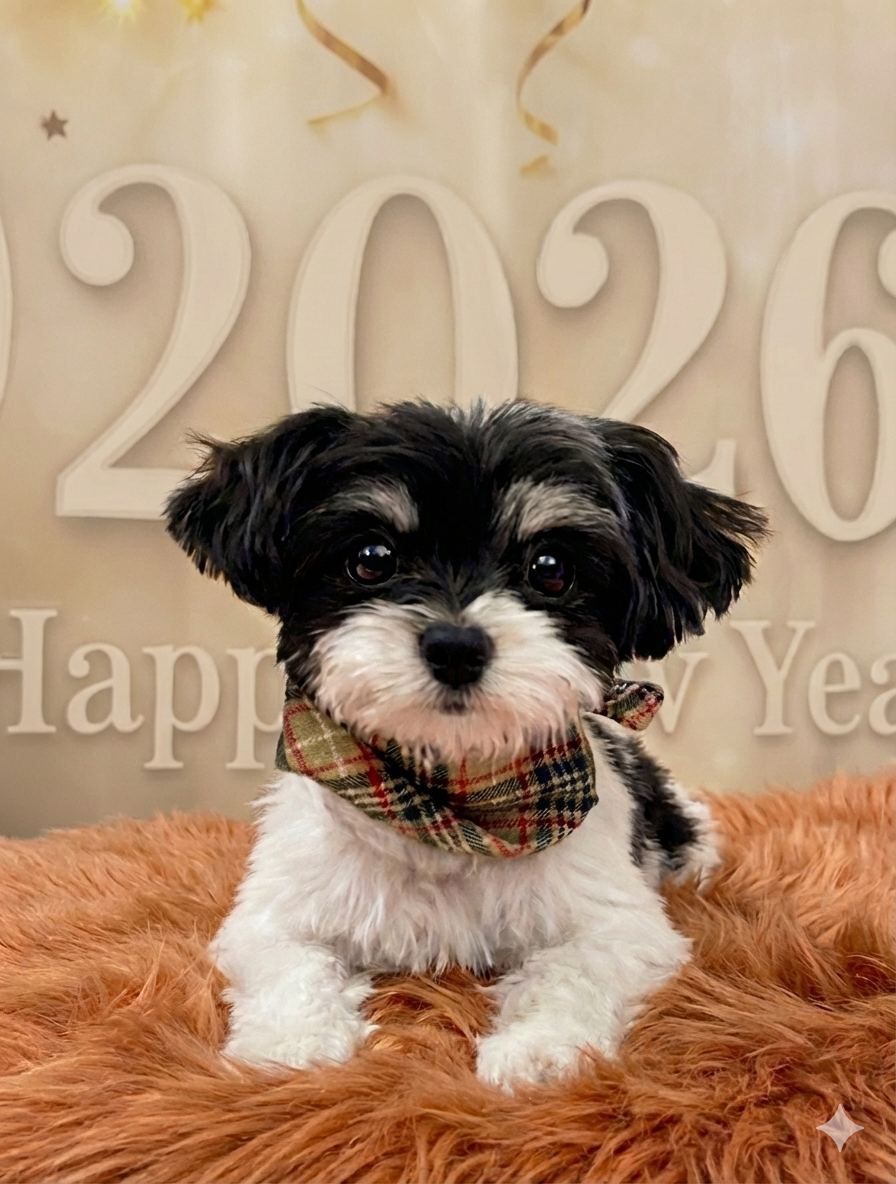 広島県のチワマル/マルチワ(チワワ×マルチーズ) (ペットショップ カネユキ/2025年9月12日生まれ/男の子/ブラックホワイト)の子犬の3枚目の画像