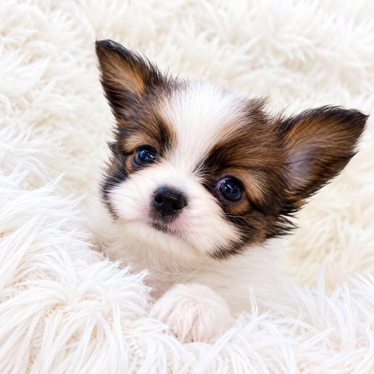 北海道のパピヨン (PETSHOP&SALON PU-PU-PU-/2026年8月25日生まれ/男の子/ホワイトブラウン)の子犬の3枚目の画像